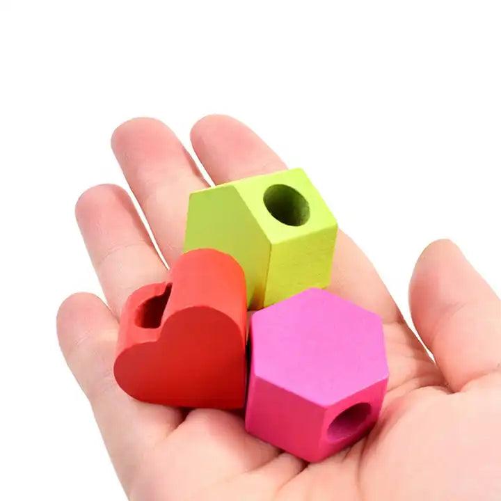 Fruit & Shape Stacking Game ‚Wooden Lacing Toy - Little Explorers