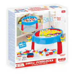 100 Pieces Jumbo Blocks with Activity Table - Little Explorers