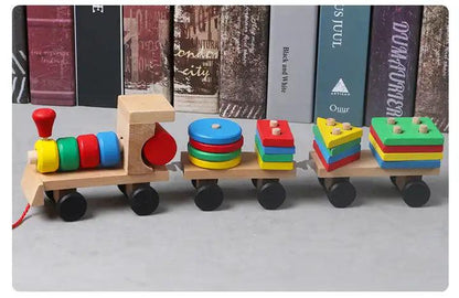 Wooden Shape Sorting Train , Educational Pull Toy - Little Explorers