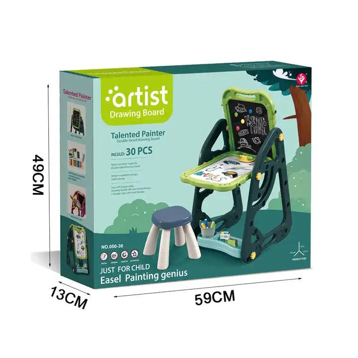 Artist Drawing Board - Double-Sided Easel with Stool - Little Explorers