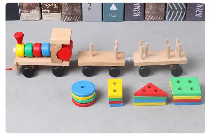 Wooden Shape Sorting Train , Educational Pull Toy - Little Explorers
