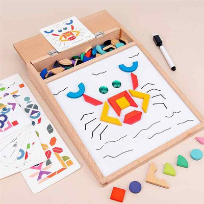 Creative Wooden Tangram Puzzle Board - Little Explorers