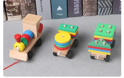 Wooden Shape Sorting Train , Educational Pull Toy - Little Explorers