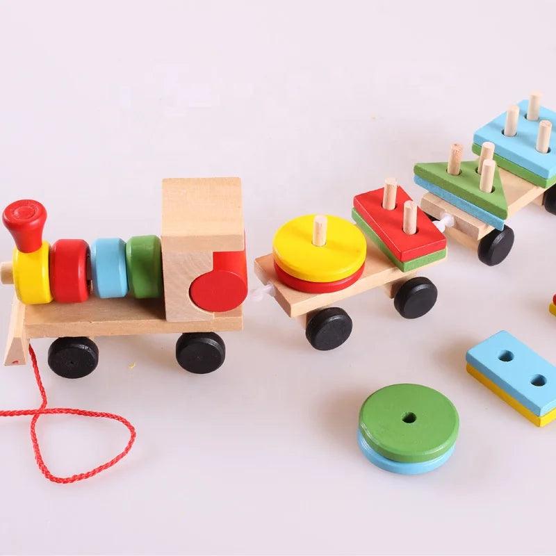 Wooden Shape Sorting Train , Educational Pull Toy - Little Explorers