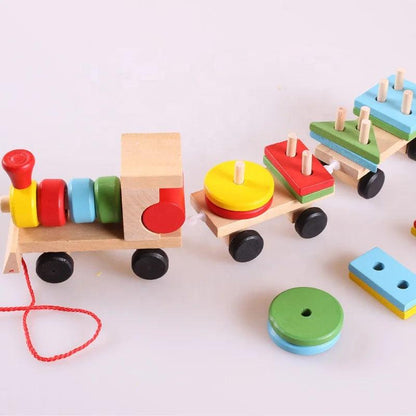 Wooden Shape Sorting Train , Educational Pull Toy - Little Explorers