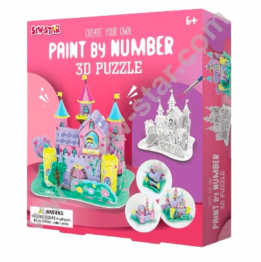 3D Paint by Number Castle Puzzle - DIY Craft Kit - Little Explorers