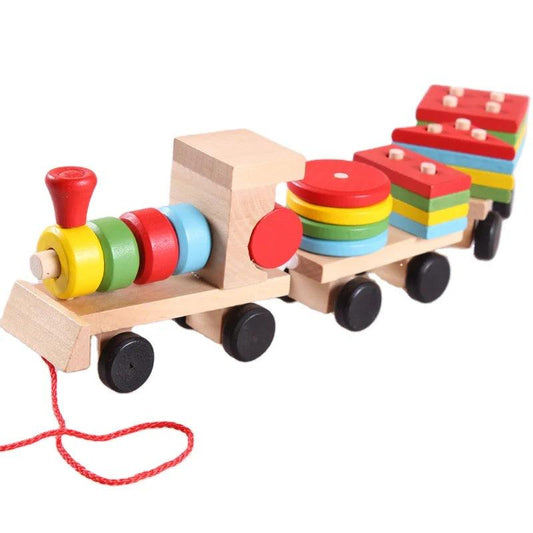 Wooden Shape Sorting Train , Educational Pull Toy - Little Explorers