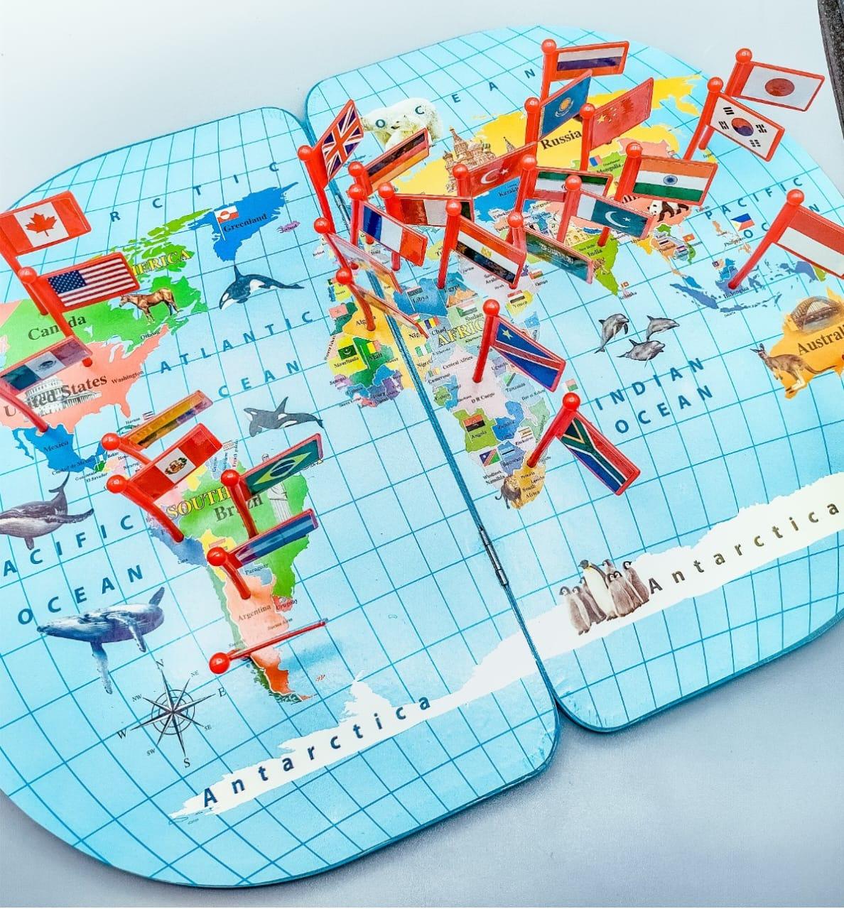 World Map with National Flags - Little Explorers
