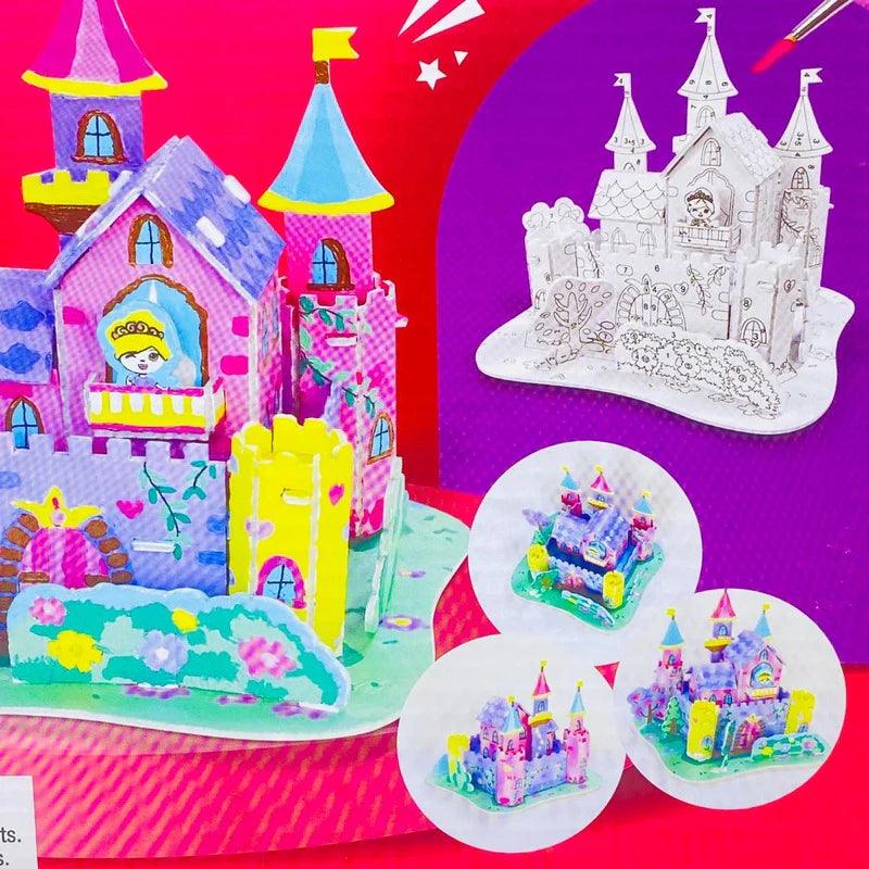 3D Paint by Number Castle Puzzle - DIY Craft Kit - Little Explorers