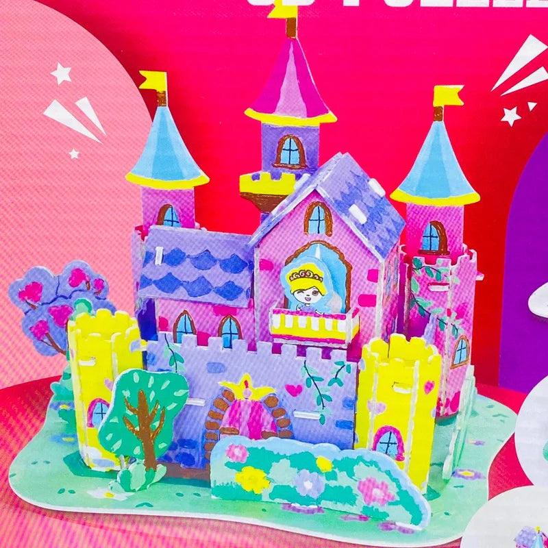 3D Paint by Number Castle Puzzle - DIY Craft Kit - Little Explorers